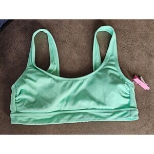 Stoney Clover Lane L Ribbed Bikini Top Light Mint Green Swimsuit Beachwear NEW